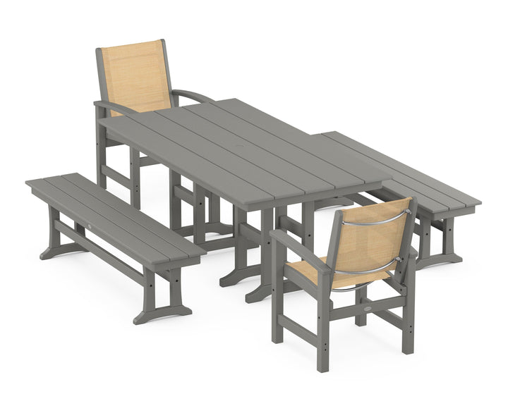 POLYWOOD® Coastal 5-Piece Farmhouse Dining Set