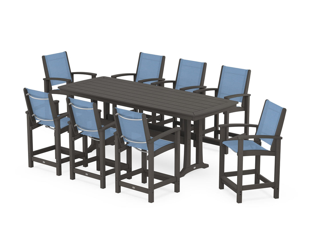 POLYWOOD® Coastal 9-Piece Counter Set with Trestle Legs