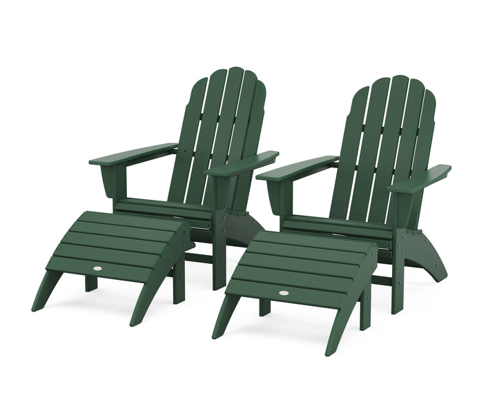 POLYWOOD® Vineyard Curveback Adirondack Chair 4-Piece Set with Ottomans