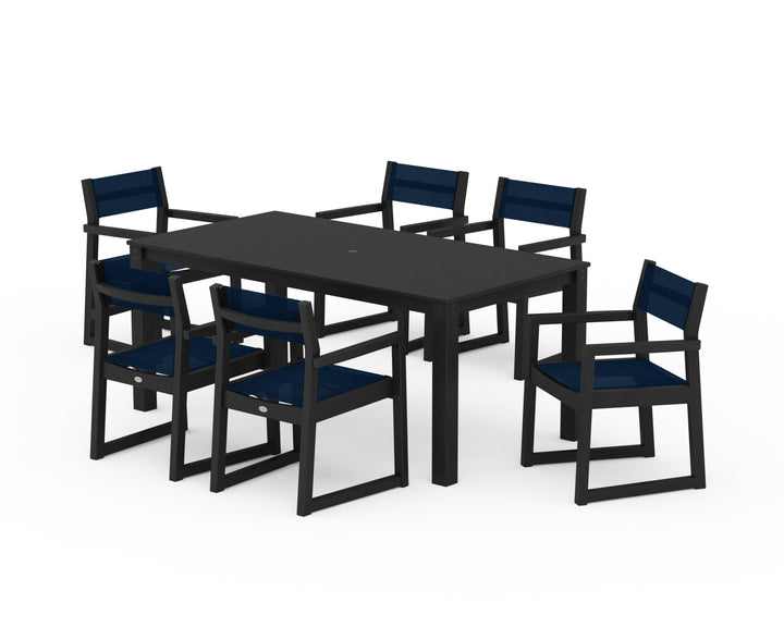 POLYWOOD® EDGE Sling Arm Chair 7-Piece Parsons Dining Set