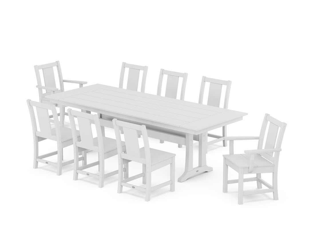 POLYWOOD® Prairie 9-Piece Farmhouse Dining Set with Trestle Legs