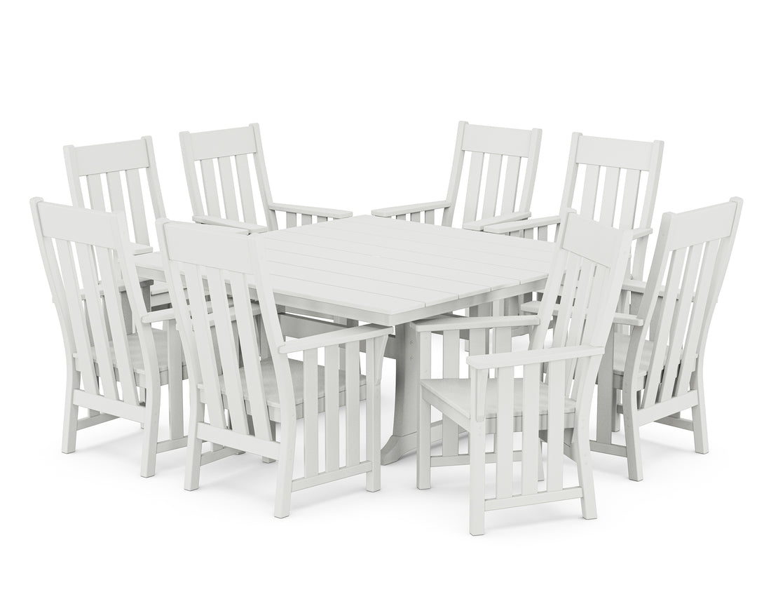 Martha Stewart by POLYWOOD® Acadia 9-Piece Square Farmhouse Dining Set with Trestle Legs