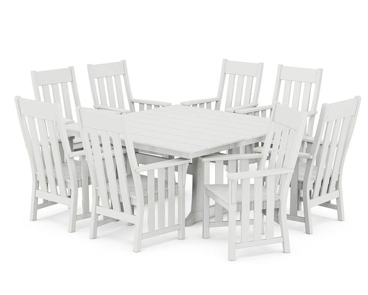 Martha Stewart by POLYWOOD® Acadia 9-Piece Square Farmhouse Dining Set with Trestle Legs
