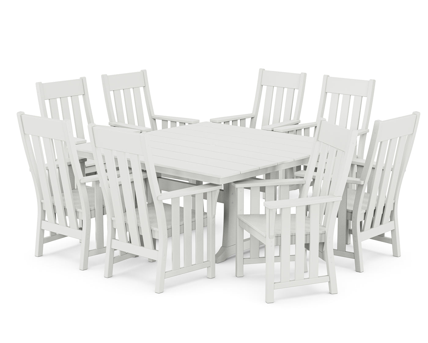 Acadia 9-Piece Square Farmhouse Dining Set with Trestle Legs