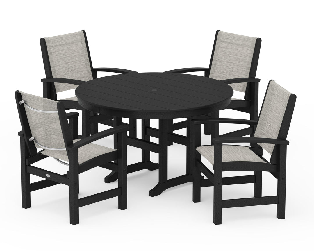 POLYWOOD® Coastal 5-Piece Round Farmhouse Dining Set
