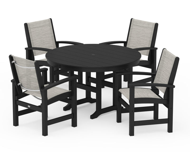 POLYWOOD® Coastal 5-Piece Round Farmhouse Dining Set