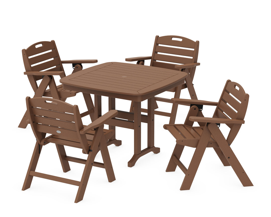 POLYWOOD® Nautical Folding Lowback Chair 5-Piece Dining Set