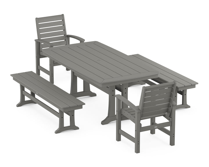 POLYWOOD® Signature 5-Piece Dining Set with Trestle Legs