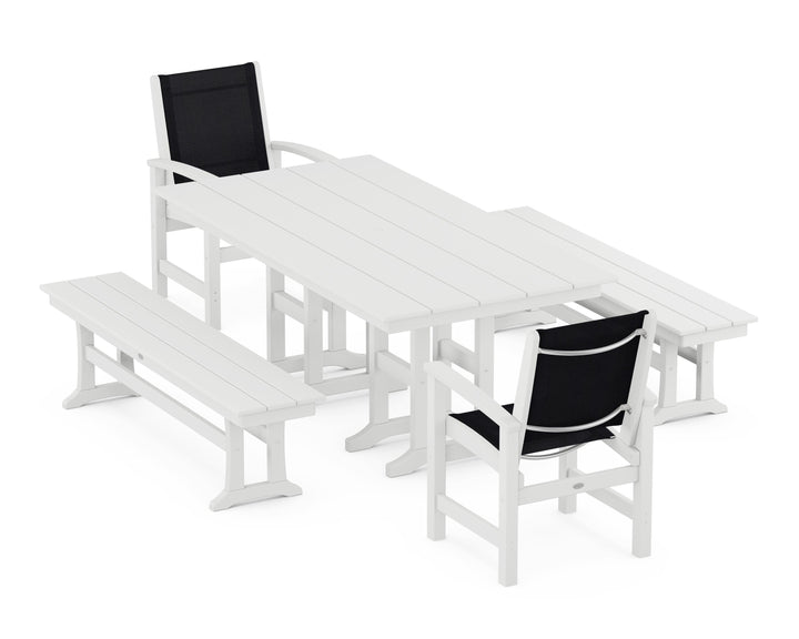POLYWOOD® Coastal 5-Piece Farmhouse Dining Set