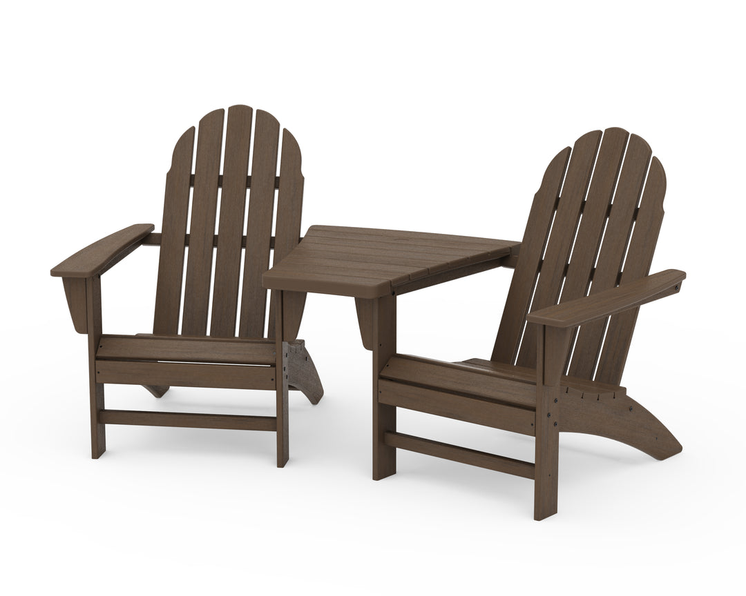 POLYWOOD® Vineyard 3-Piece Adirondack Set with Angled Connecting Table