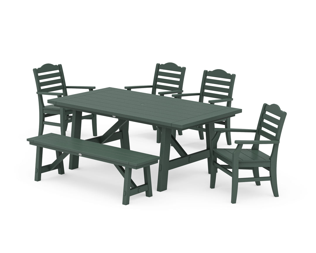 POLYWOOD® Savannah 6-Piece Rustic Farmhouse Dining Set with Bench