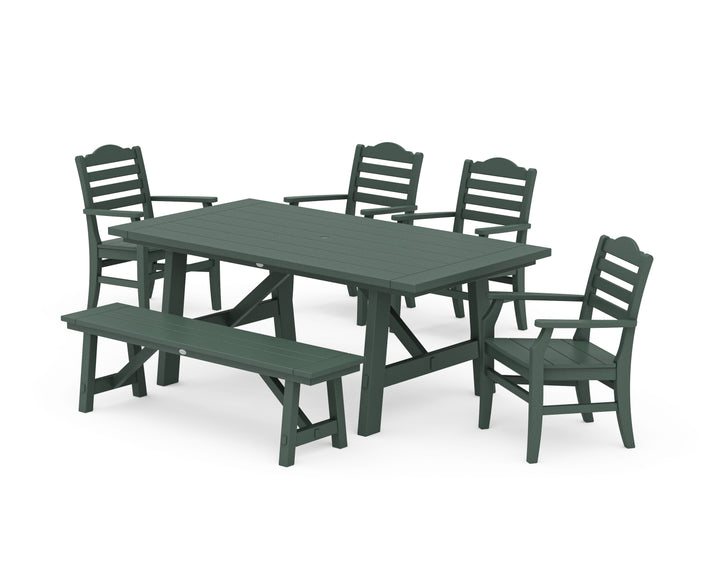POLYWOOD® Savannah 6-Piece Rustic Farmhouse Dining Set with Bench