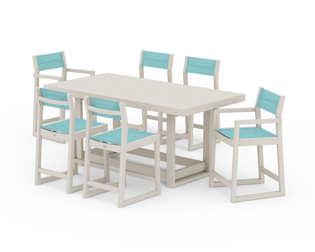 POLYWOOD® EDGE Sling 7-Piece Counter Table Set
