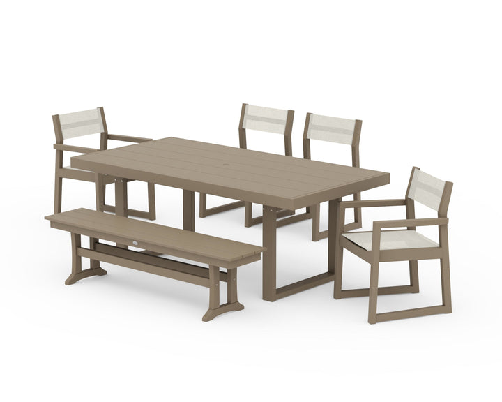 POLYWOOD® EDGE Sling 6-Piece Dining Set with Bench