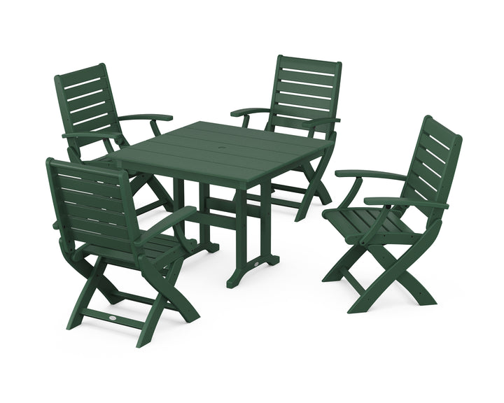 POLYWOOD® Signature Folding Chair 5-Piece Farmhouse Dining Set
