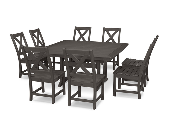 POLYWOOD® Braxton 9-Piece Nautical Trestle Dining Set