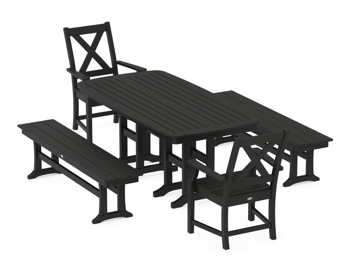 POLYWOOD® Braxton 5-Piece Dining Set with Benches