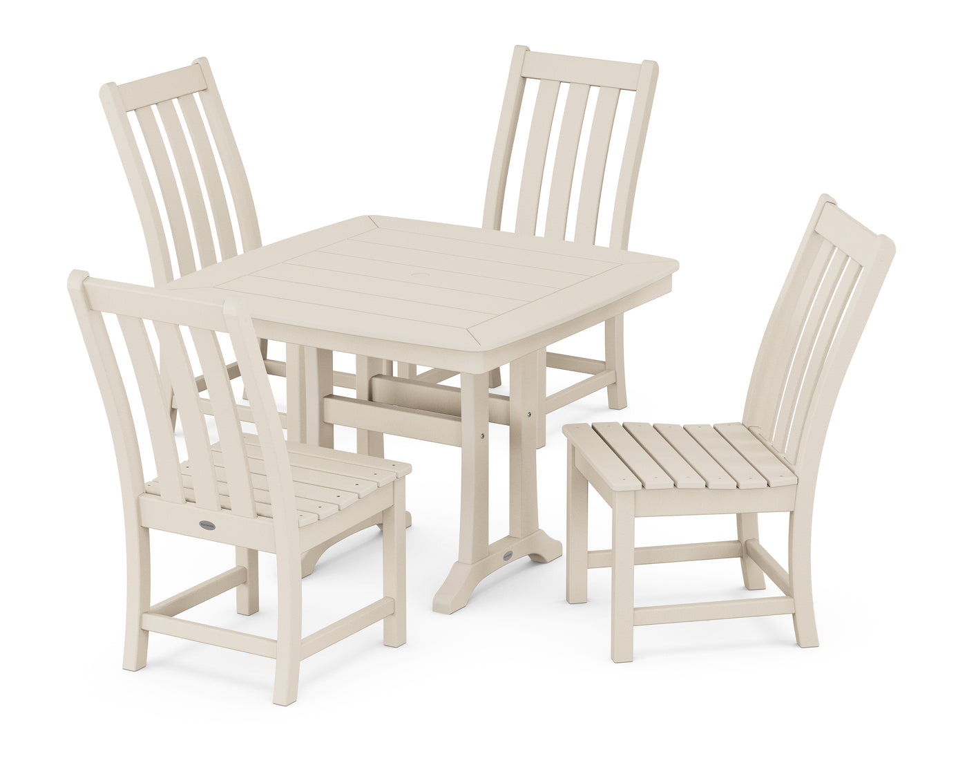 Vineyard Side Chair 5-Piece Dining Set with Trestle Legs