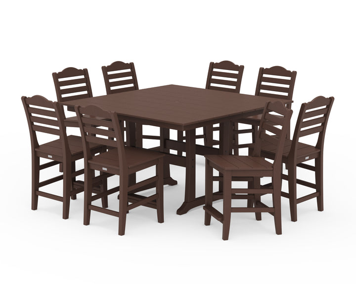 Draper James™ by  POLYWOOD® Savannah Side Chair 9-Piece Square Farmhouse Counter Set with Trestle Legs