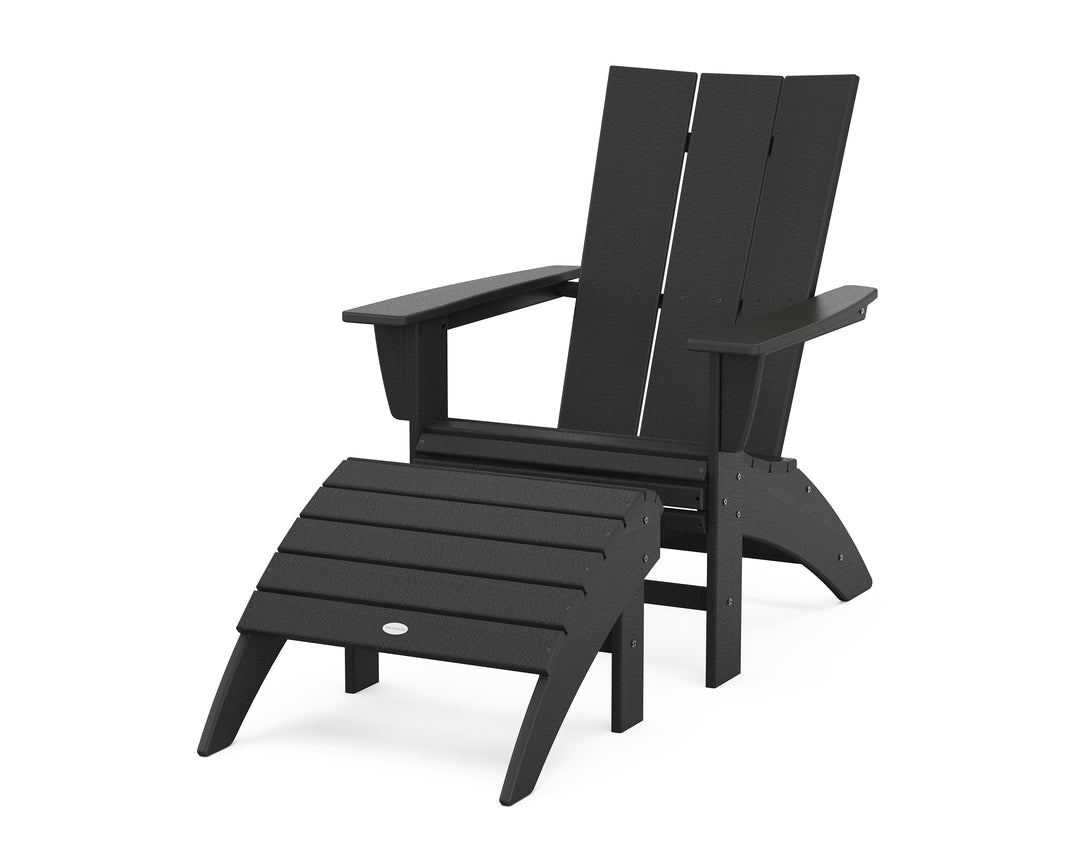 POLYWOOD® Modern Curveback Adirondack Chair 2-Piece Set with Ottoman