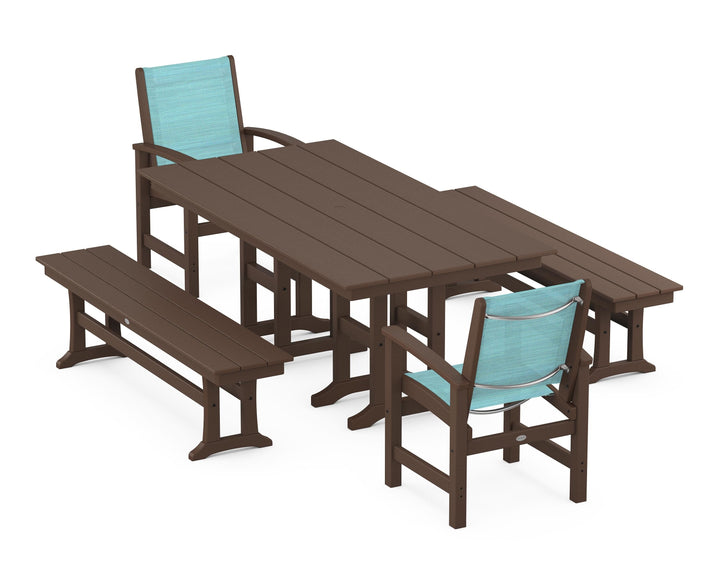 POLYWOOD® Coastal 5-Piece Farmhouse Dining Set