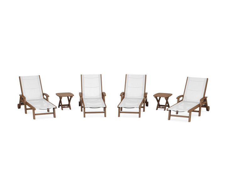 POLYWOOD® Coastal Chaise 6-Piece Set with Wheels