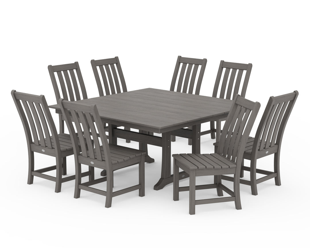 POLYWOOD® Vineyard 9-Piece Farmhouse Trestle Dining Set