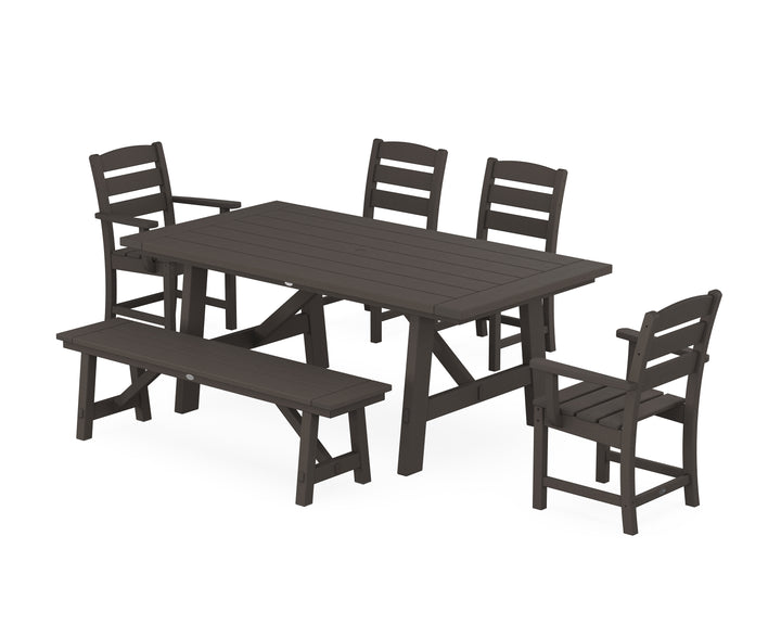 POLYWOOD® Lakeside 6-Piece Rustic Farmhouse Dining Set With Bench