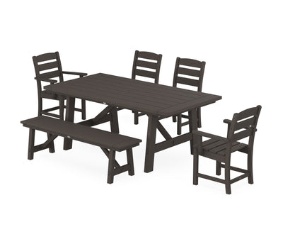 Lakeside 6-Piece Rustic Farmhouse Dining Set With Bench