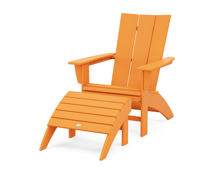 POLYWOOD® Modern Curveback Adirondack Chair 2-Piece Set with Ottoman