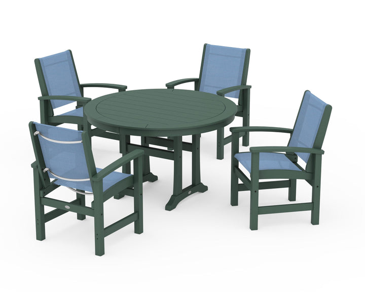 POLYWOOD® Coastal 5-Piece Round Dining Set with Trestle Legs