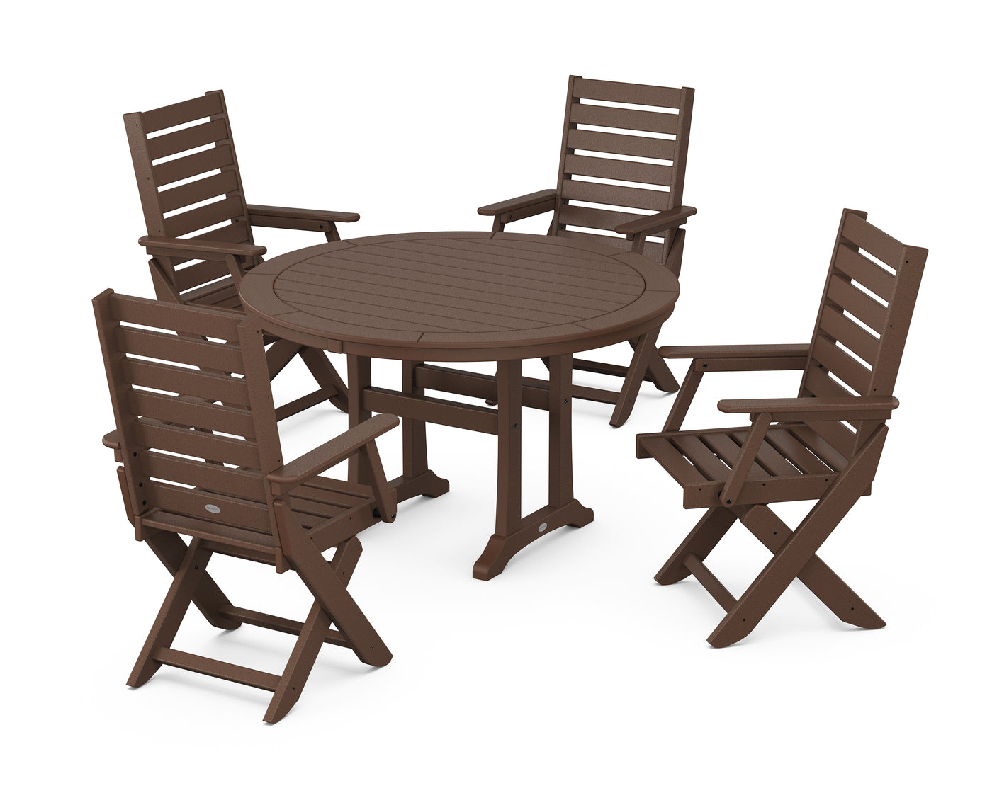 Captain Folding Chair 5-Piece Round Dining Set with Trestle Legs