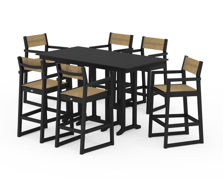 POLYWOOD® EDGE Sling Arm Chair 7-Piece Farmhouse Bar Set