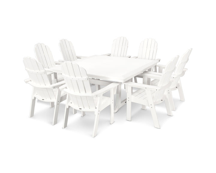 POLYWOOD® Vineyard Curveback Adirondack 9-Piece Nautical Trestle Dining Set