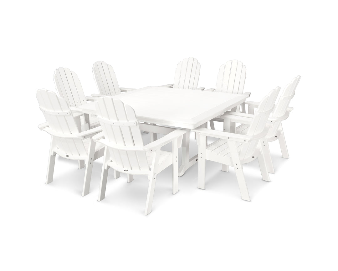 POLYWOOD® Vineyard Curveback Adirondack 9-Piece Nautical Trestle Dining Set