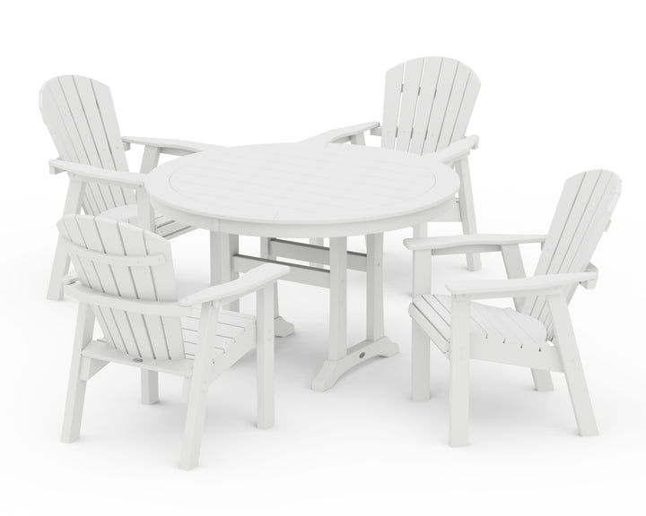 POLYWOOD® Seashell 5-Piece Round Dining Set with Trestle Legs