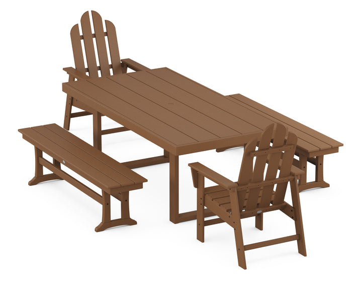 POLYWOOD® Long Island 5-Piece Dining Set with Benches