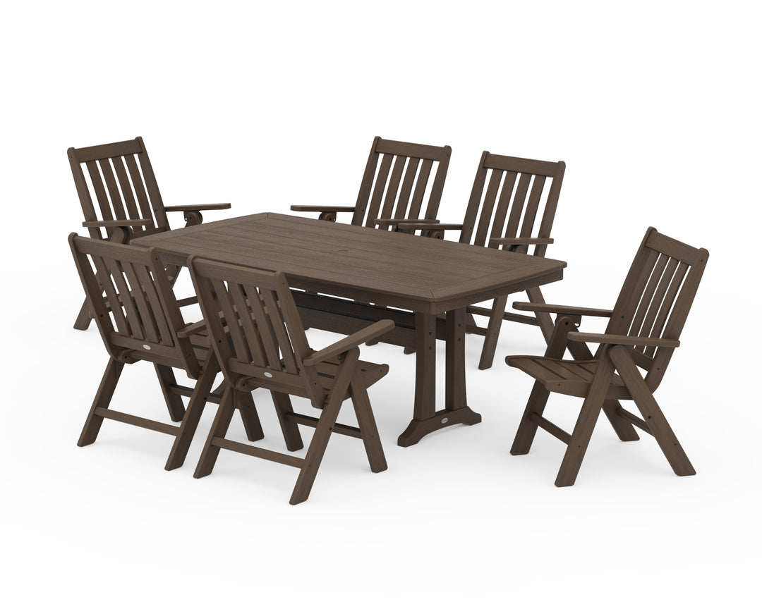 POLYWOOD® Vineyard Folding Chair 7-Piece Dining Set with Trestle Legs