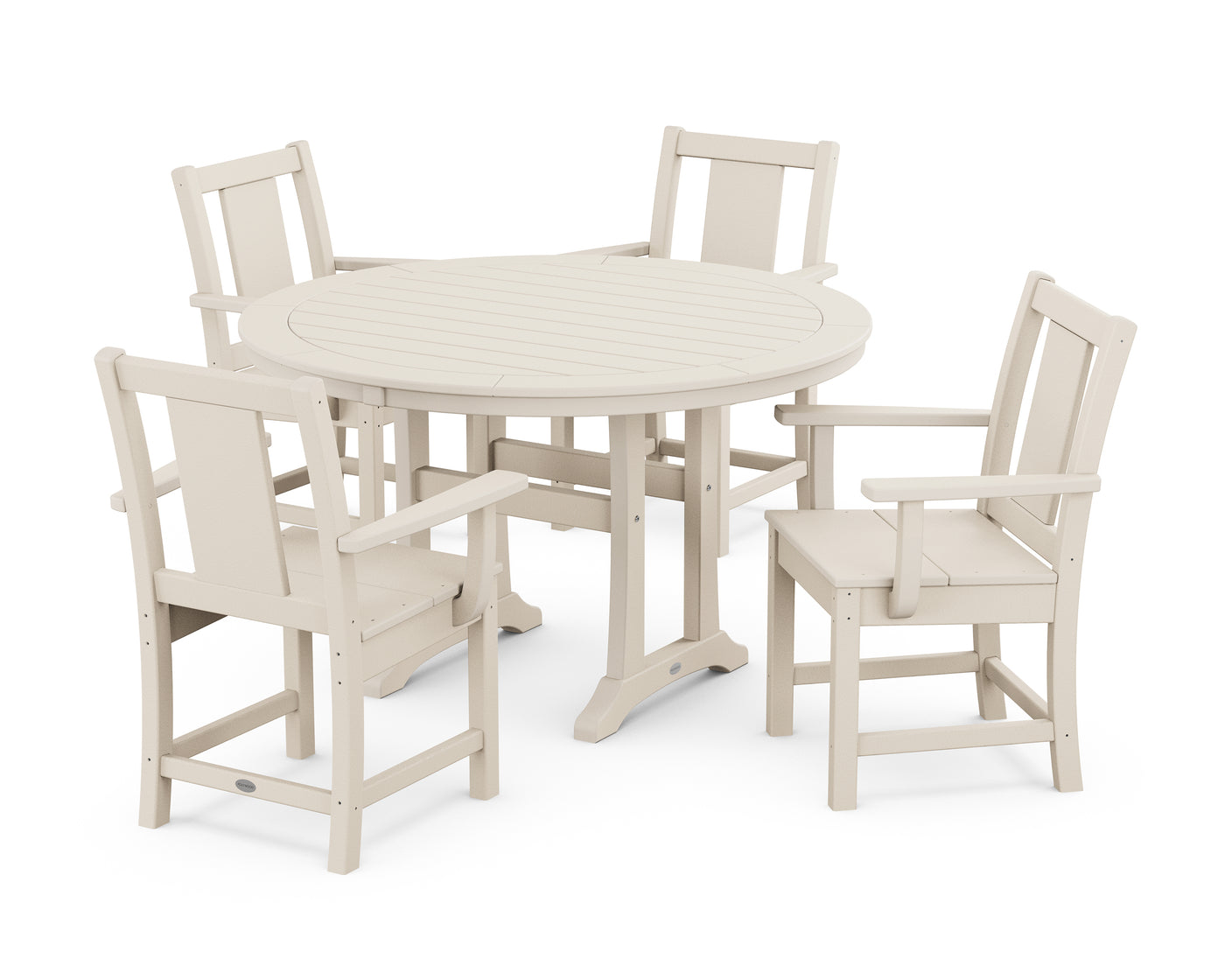 Prairie 5-Piece Round Dining Set with Trestle Legs