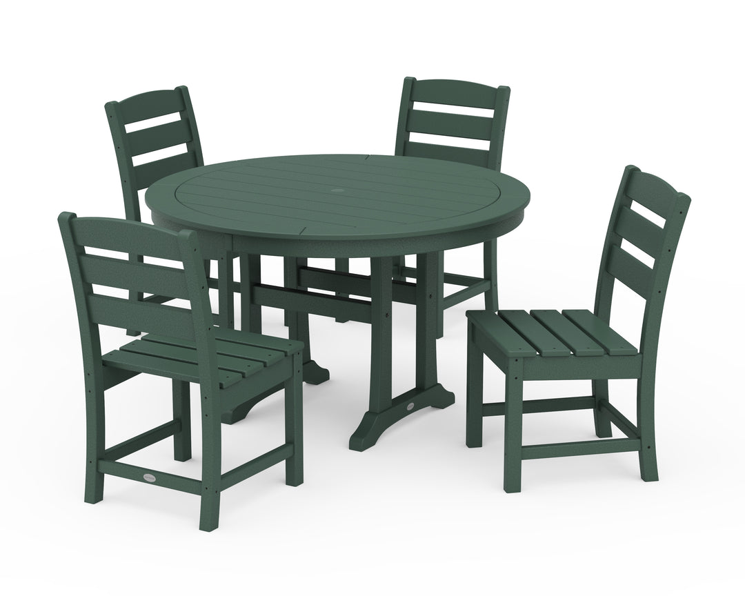 POLYWOOD® Lakeside Side Chair 5-Piece Round Dining Set With Trestle Legs