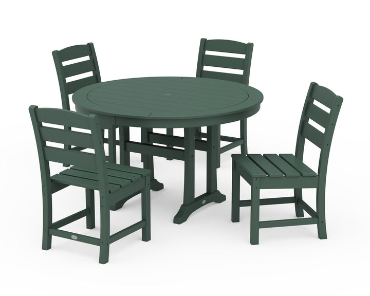 POLYWOOD® Lakeside Side Chair 5-Piece Round Dining Set With Trestle Legs