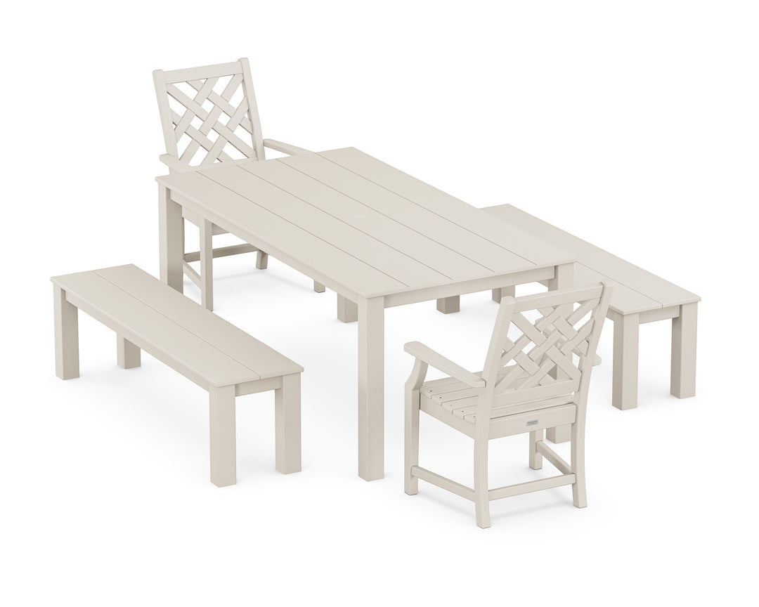 Country Living Wovendale 5-Piece Parsons Dining Set with Benches