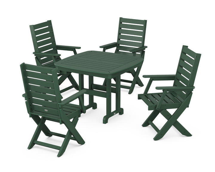 POLYWOOD® Captain Folding Chair 5-Piece Dining Set