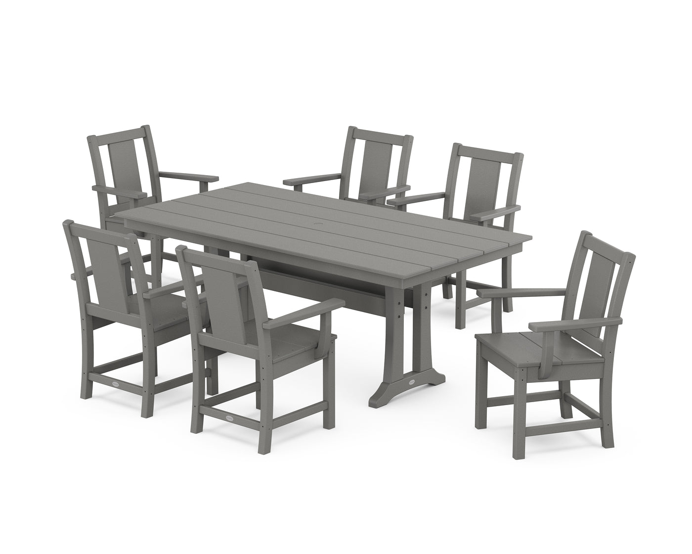 Prairie Arm Chair 7-Piece Farmhouse Dining Set with Trestle Legs