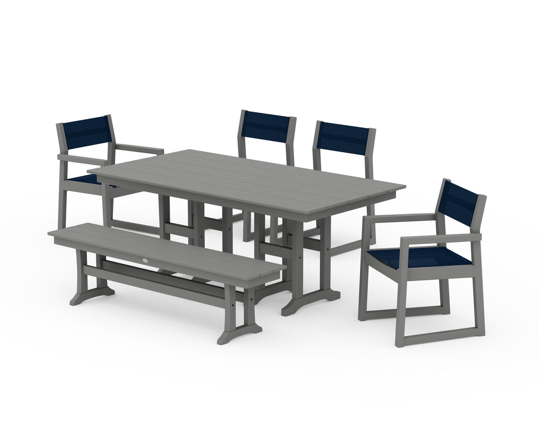 POLYWOOD® EDGE Sling 6-Piece Farmhouse Dining Set