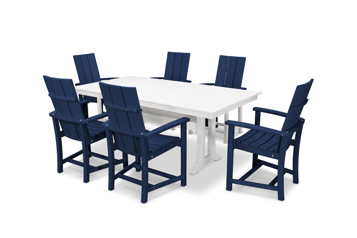 POLYWOOD® Modern Adirondack 7-Piece Farmhouse Dining Set with Trestle Legs