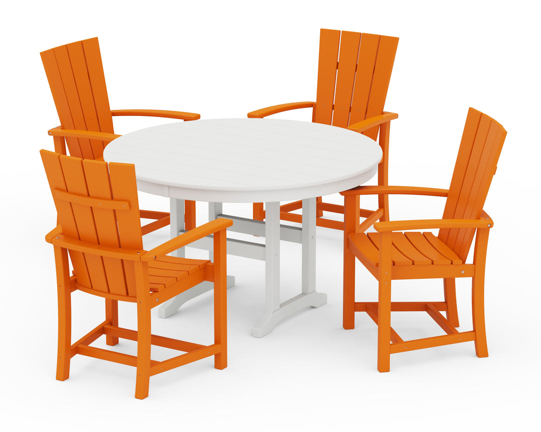 POLYWOOD® Quattro 5-Piece Round Farmhouse Dining Set