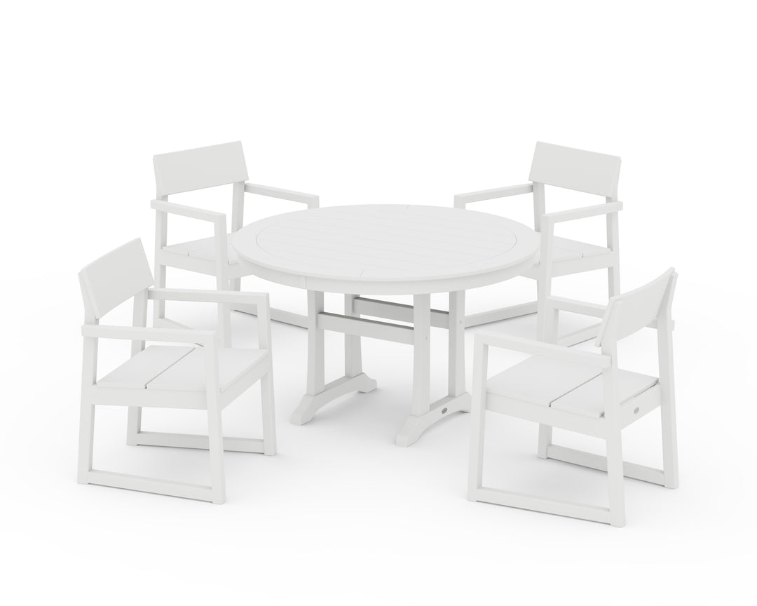 POLYWOOD® EDGE 5-Piece Round Dining Set with Trestle Legs