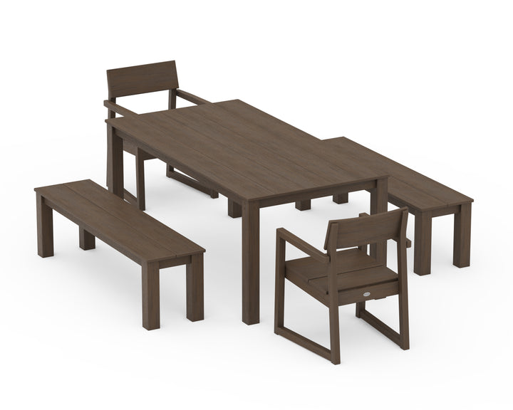 POLYWOOD® EDGE 5-Piece Parsons Dining Set with Benches