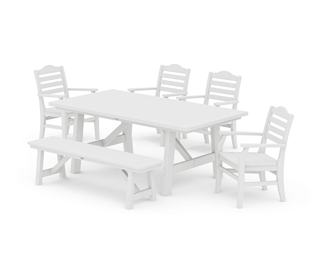 POLYWOOD® Savannah 6-Piece Rustic Farmhouse Dining Set with Bench